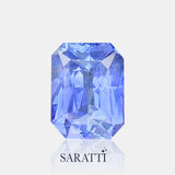 Close-up of 1.53 carat Unheated Natural sapphire cushion mixed cut | SARATTI  