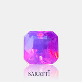Close-up of 1.54 carat Unheated Natural sapphire radiant faceting | SARATTI  