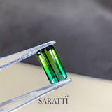  Close-up of 1.83 carat Natural tourmaline emerald cut step faceting | SARATTI