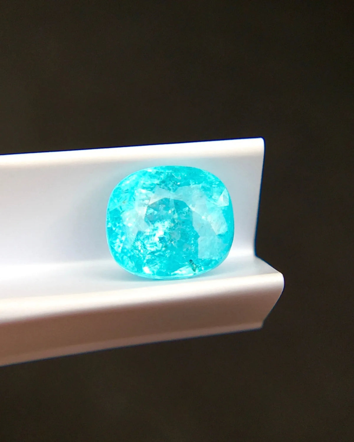 Close-up of 2.06ct Natural Tourmaline cushion with visible internal character | SARATTI