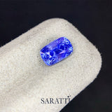 Close-up of 2.09 carat Unheated Natural sapphire cushion faceted | SARATTI  