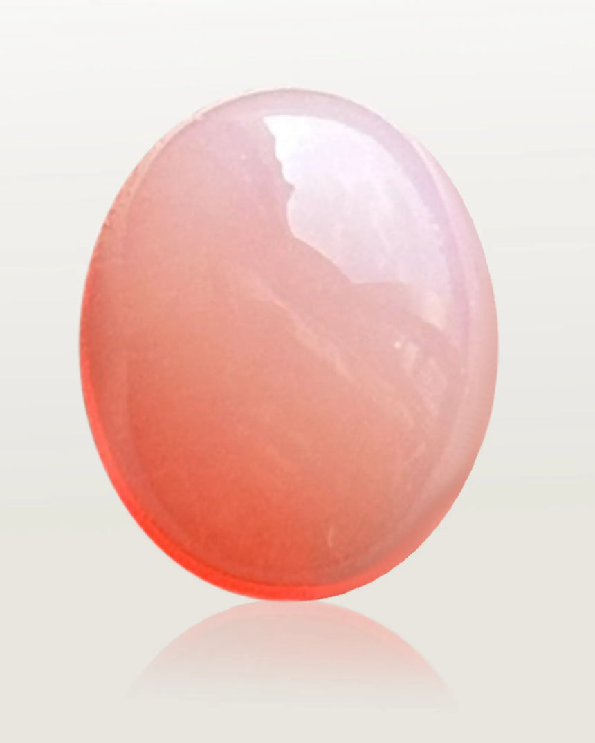 Close-up of Ethiopian Pink Opal oval cabochon | SARATTI