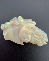 Close-up of Ethiopian White Opal horse mane and eye carving | SARATTI