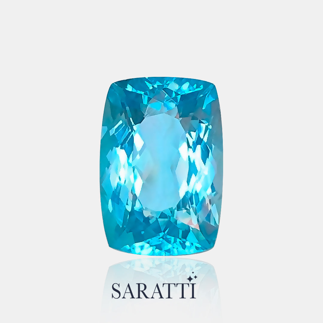 Close-up of Natural blue topaz brilliant faceting | SARATTI