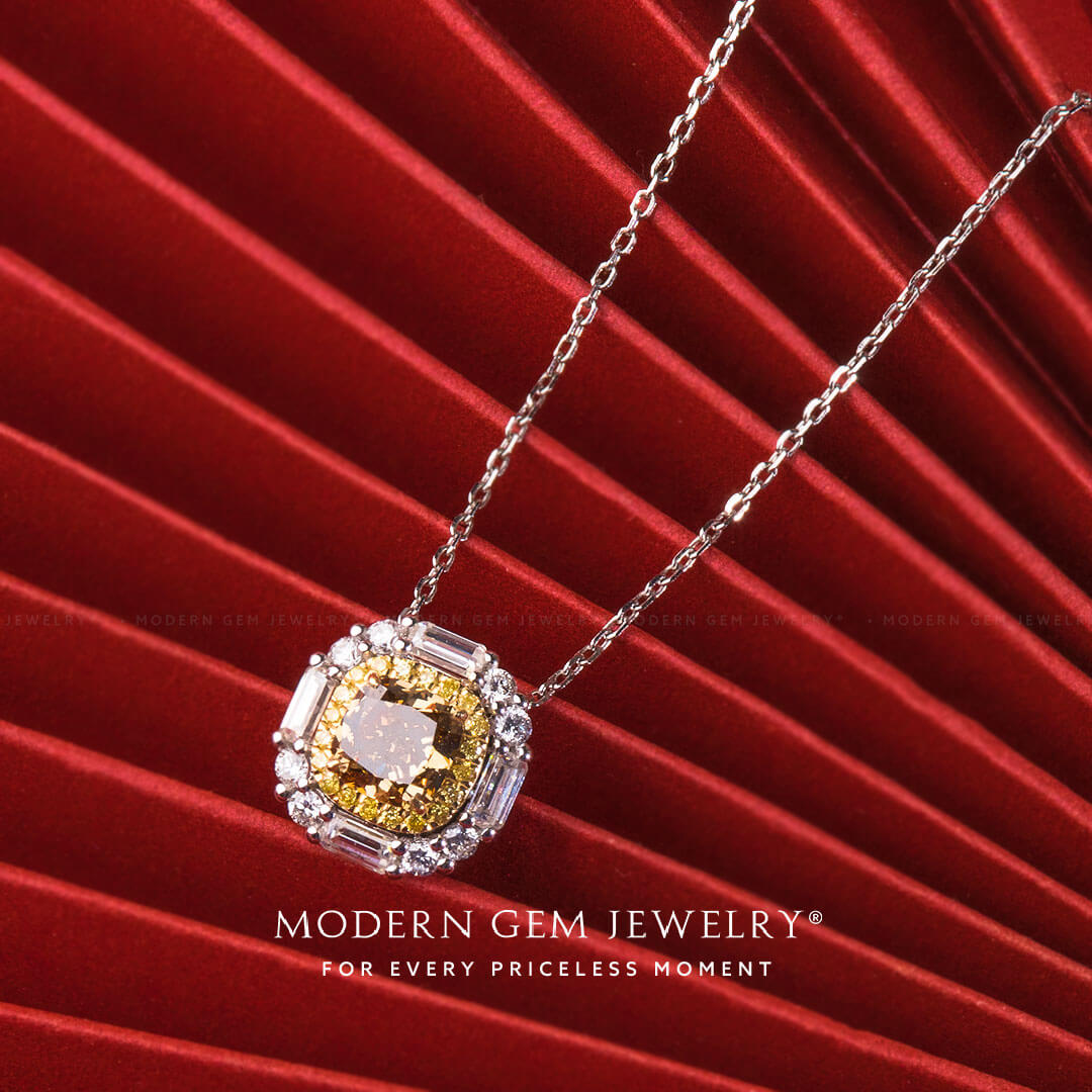 Coffee Diamond and Yellow Diamonds Pendant | Modern Gem Jewelry