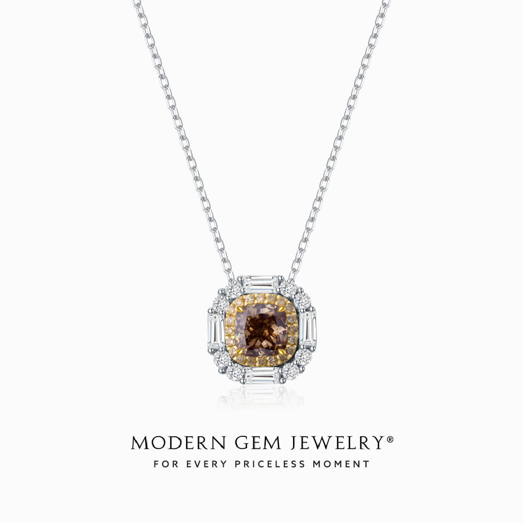 Coffee Diamonds Necklace in White Gold | Modern Gem Jewelry