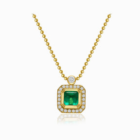 Colombian Natural Emerald and Diamonds Pendant Necklace | Saratti Jewelry