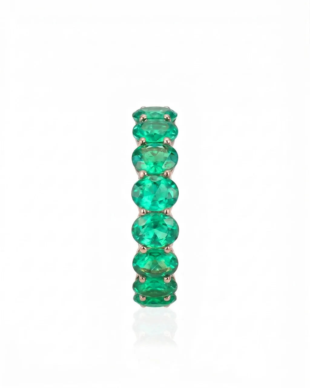 Colombian natural emerald eternity band ring in 18K Rose Gold | SARATTI