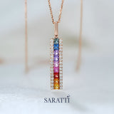 Fancy Colored Natural Sapphire and Diamond Colorful Gemstone Necklace | Saratti Jewelry