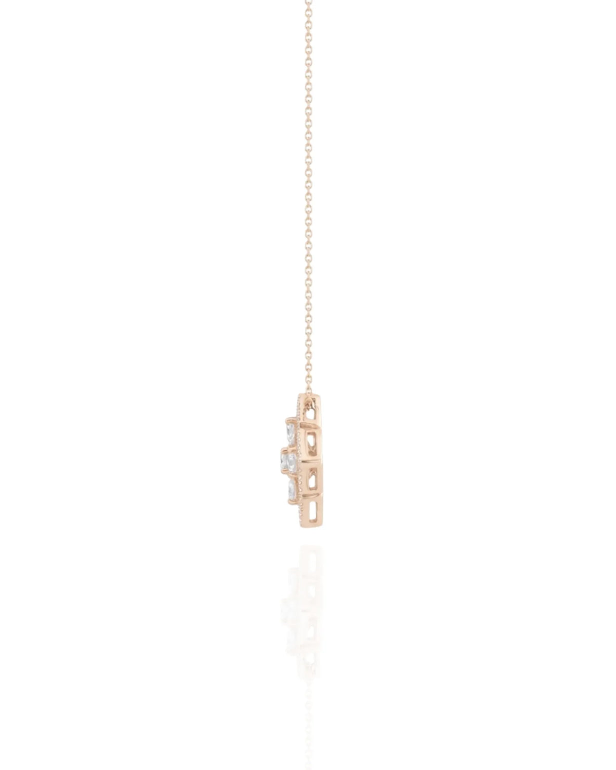 Contemporary floral-inspired necklace with geometric pendant in 18K Rose Gold | SARATTI