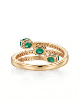 Contemporary three stone emerald ring in 18K Yellow Gold | SARATTI