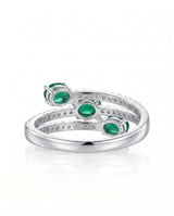 Contemporary three stone emerald ring in Platinum | SARATTI