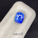 Cornflower Blue Natural sapphire cushion displaying strong brilliance | SARATTI 