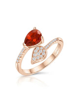 Crimson Duet natural ruby and diamond toi et moi ring in 18K Rose Gold | SARATTI