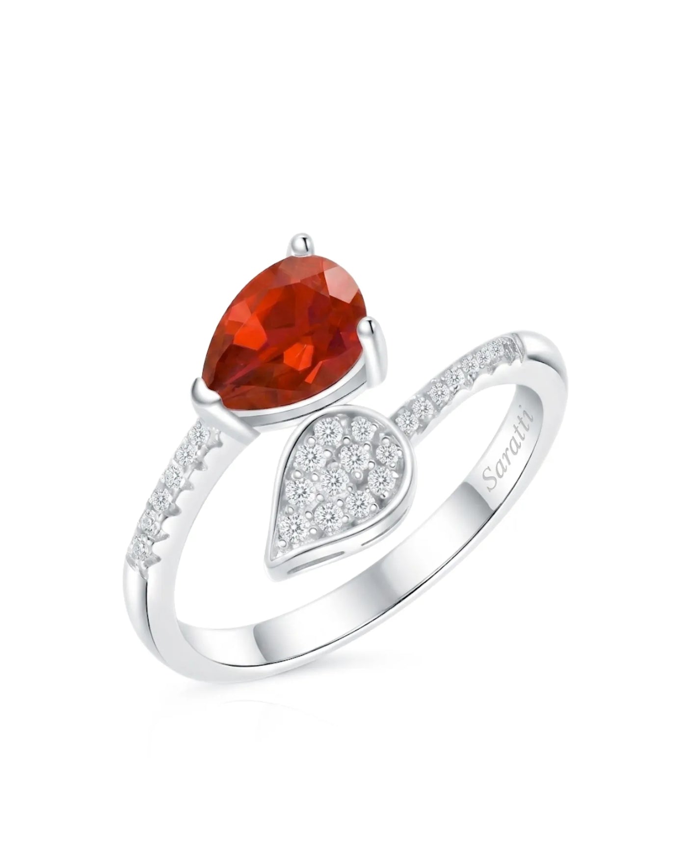 Crimson Duet natural ruby and diamond toi et moi ring in Platinum | SARATTI