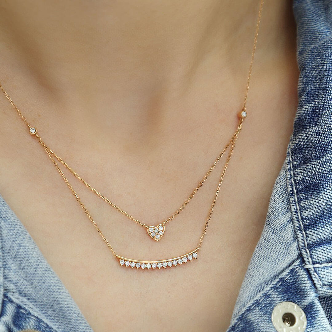 Tiara Inspired and Heart Chain Necklace | Saratti