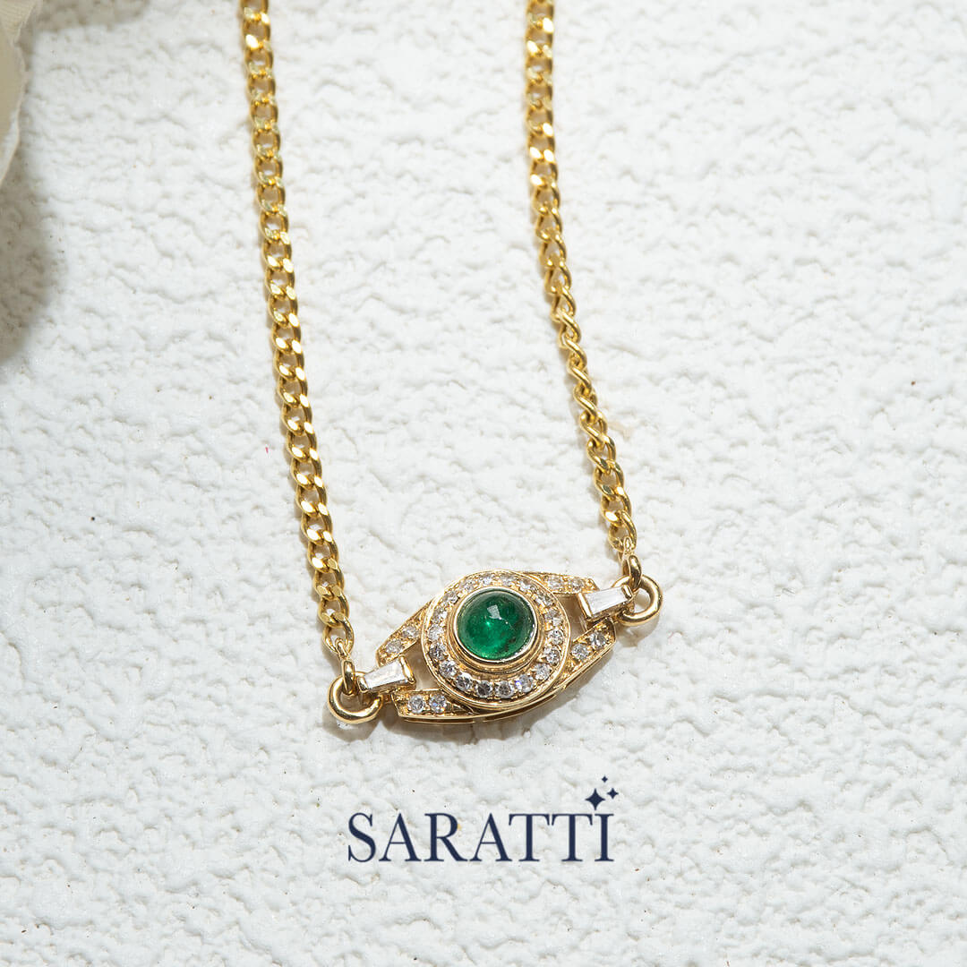 Anima Hera Emerald Pendant Necklace | Saratti Fine Jewelry 