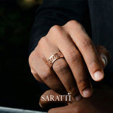 Curb chain men’s wedding band 18k rose gold apex chain band | SARATTI