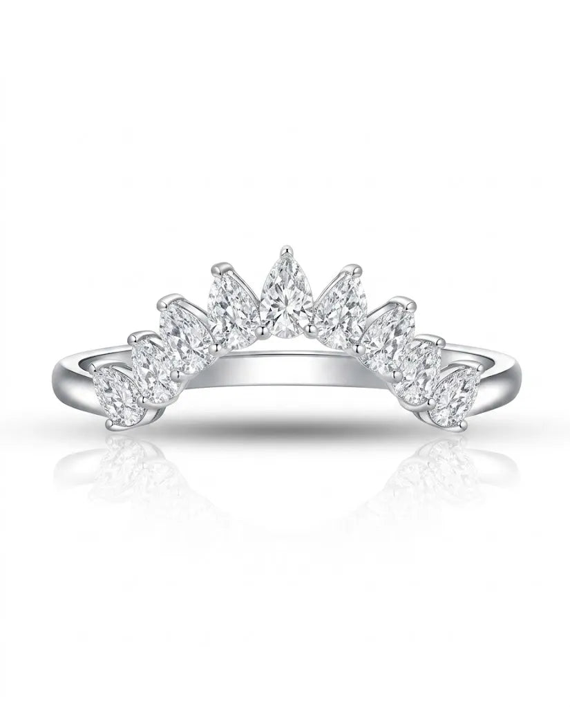 Curved Wedding Band Tiara Inspired on Female's Finger  | Modern Gem Jewelry | Saratti 