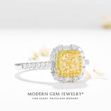 Cushion Fancy Ring with yellow stone on floral background | SARATTI