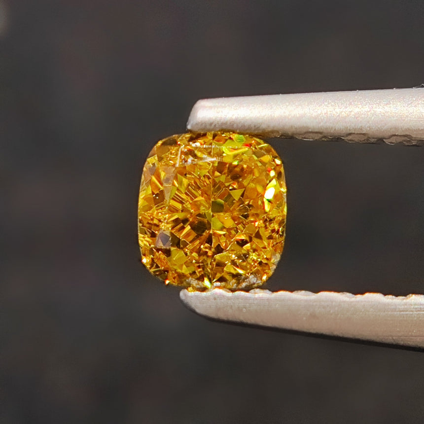 Cushion Cut Intense Orange-Yellow Natural Diamond Gemstone | Saratti