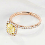 Cushion Cut Fancy Yellow Diamond Ring - SARATTI