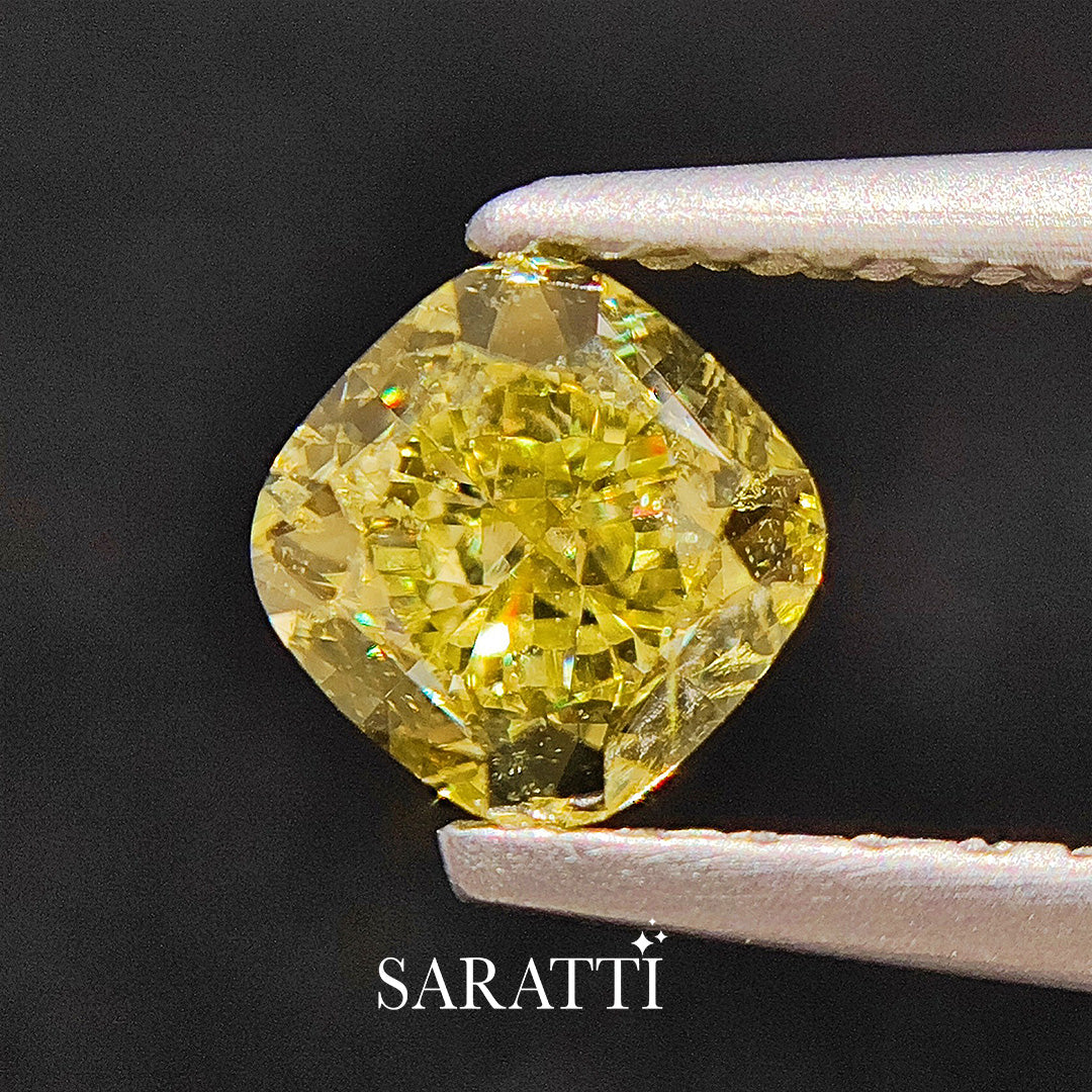Cushion Shape Fancy Intense Yellow Diamond 1.00ct | SARATTI