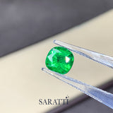 Cushion Shape Tsavorite Gemstone Tweezers View