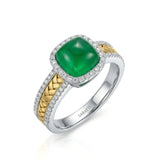 【Ships Fast】Emerald & Diamond Woven Ring