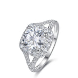 CORA • Round Moissanite Halo White Gold Ring
