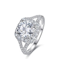 CORA • Round Moissanite Halo White Gold Ring
