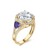 Cushion Cut Moissanite Ring With Tanzanite