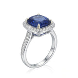 3 Carat Royal Blue Sapphire and Diamonds Halo