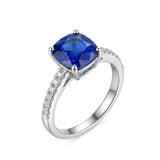 Prong Set Royal Blue Sapphire Diamonds Ring