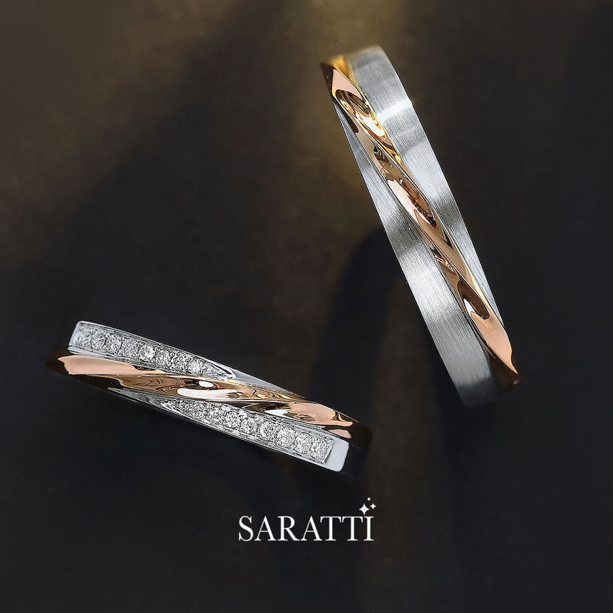 Two-tone Diamond Wedding Set 18K Gold | Saratti