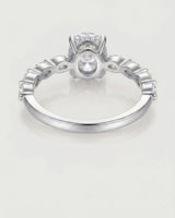 D colorless oval moissanite ring with marquise stones and hidden halo crafted in platinum | SARATTI