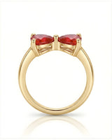 Deep red heart shaped ruby ring crafted with polished 18K Yellow Gold | SARATTI