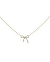Delicate bow pendant necklace featuring 0.40ct diamonds and refined 18K yellow gold detailing - SARATTI