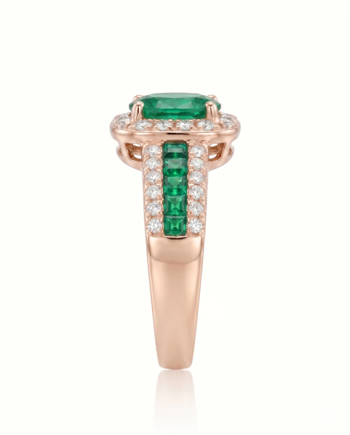 Demantoid garnet and emerald promise ring in 18K rose gold | SARATTI