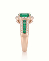 Demantoid garnet and emerald promise ring in 18K rose gold | SARATTI