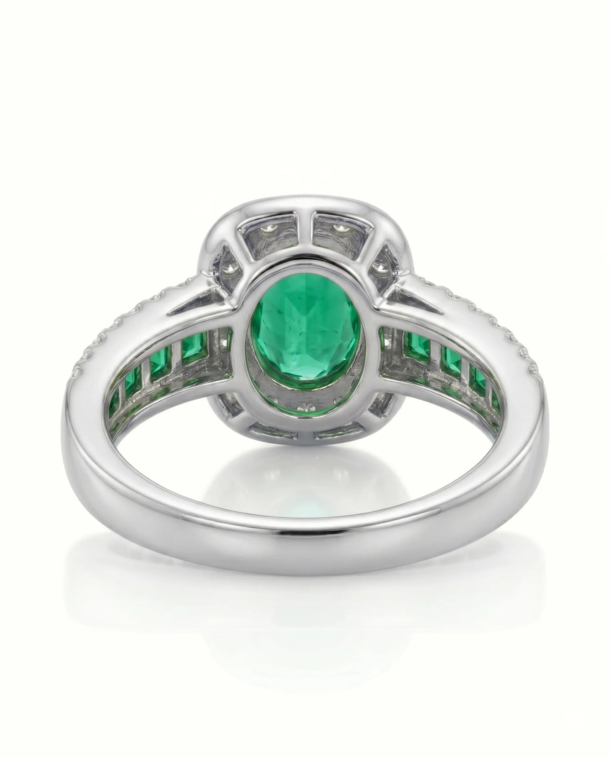 Demantoid garnet and emerald promise ring in platinum | SARATTI