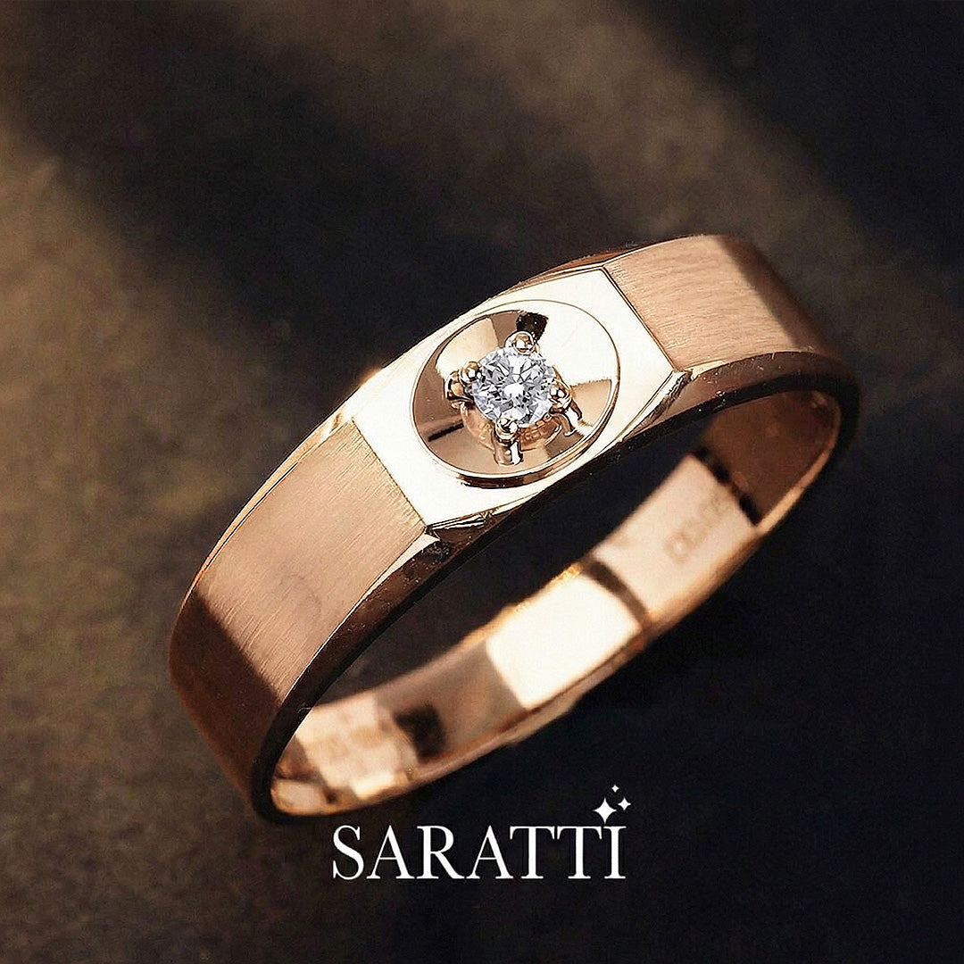 Art Deco Dome men’s diamond ring hexagonal and oval motif in 18K rose gold | SARATTI