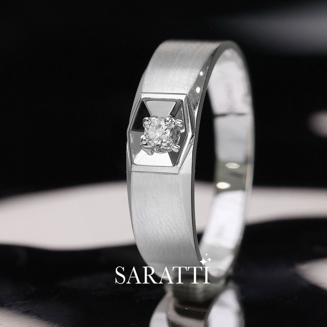 Solitaire Diamond Perspective of the Six Paths Two Tone Diamond Ring for Men | Saratti 