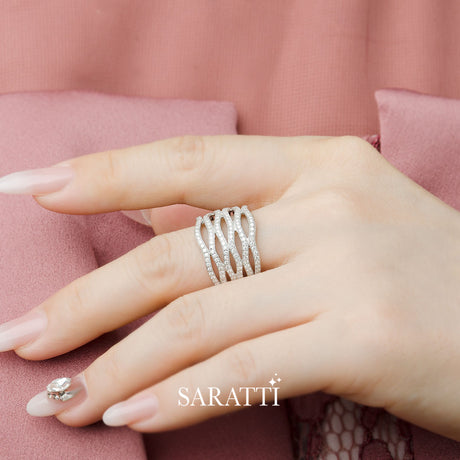 Ripple Effect Pavé Diamond Ring | Saratti