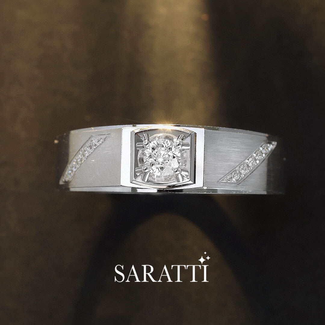 White Gold Seika Sublime Diamond Ring For Men | Saratti 