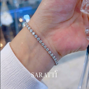 Model Wears The Mandala Rex Diamond Tennis Bracelet  | Saratti 