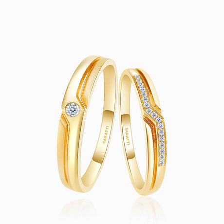 Yellow Gold Channel Set Diamond Band Wedding Set | Saratti