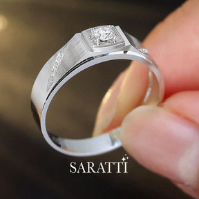 Model Holds the White Gold Seika Sublime Diamond Ring For Men | Saratti 