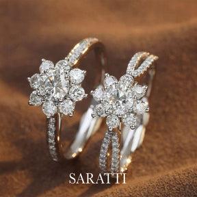 18K White Gold Split Shank Fortune Compass II Natural Diamond Engagement Ring | Saratti Diamond 