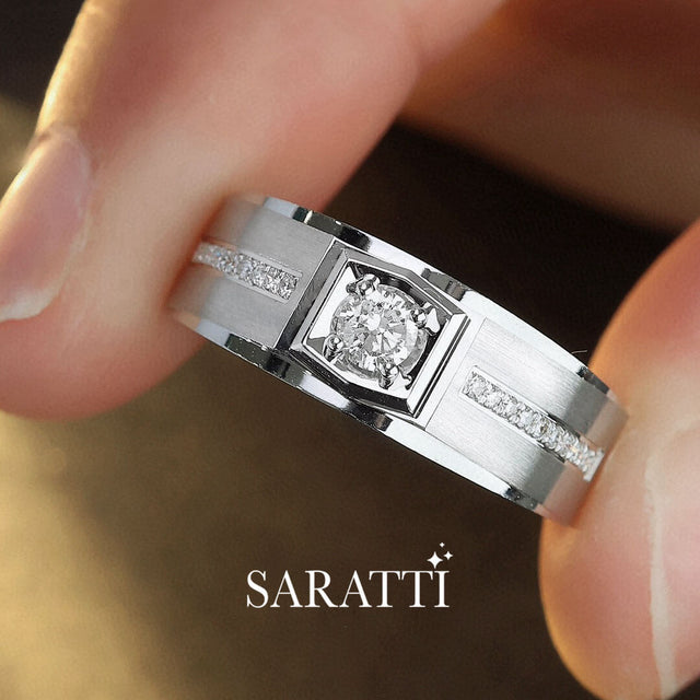 Prong Set  Animus Meraki Diamond Ring for Men | Saratti 